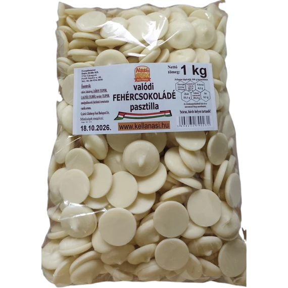 valódi fehércsokoládé pasztilla  - 1 kg