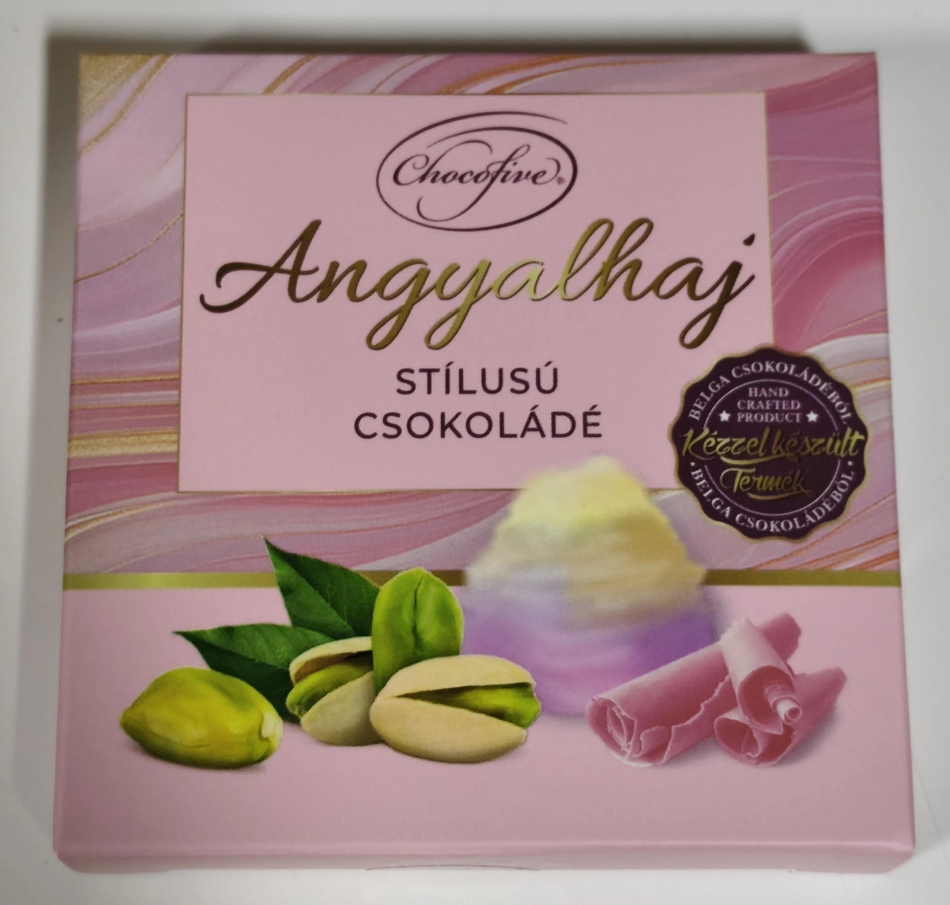 Angyalhaj - 100 g. szelet - ropogós pisztáciás krémmel, vattacukorral