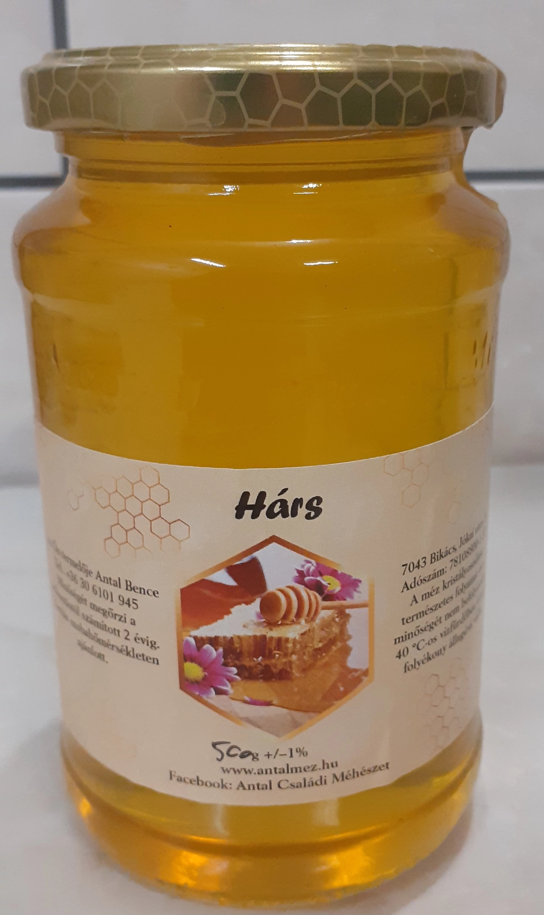 Méz - hárs, üveges - 500 g. Bikácsról.